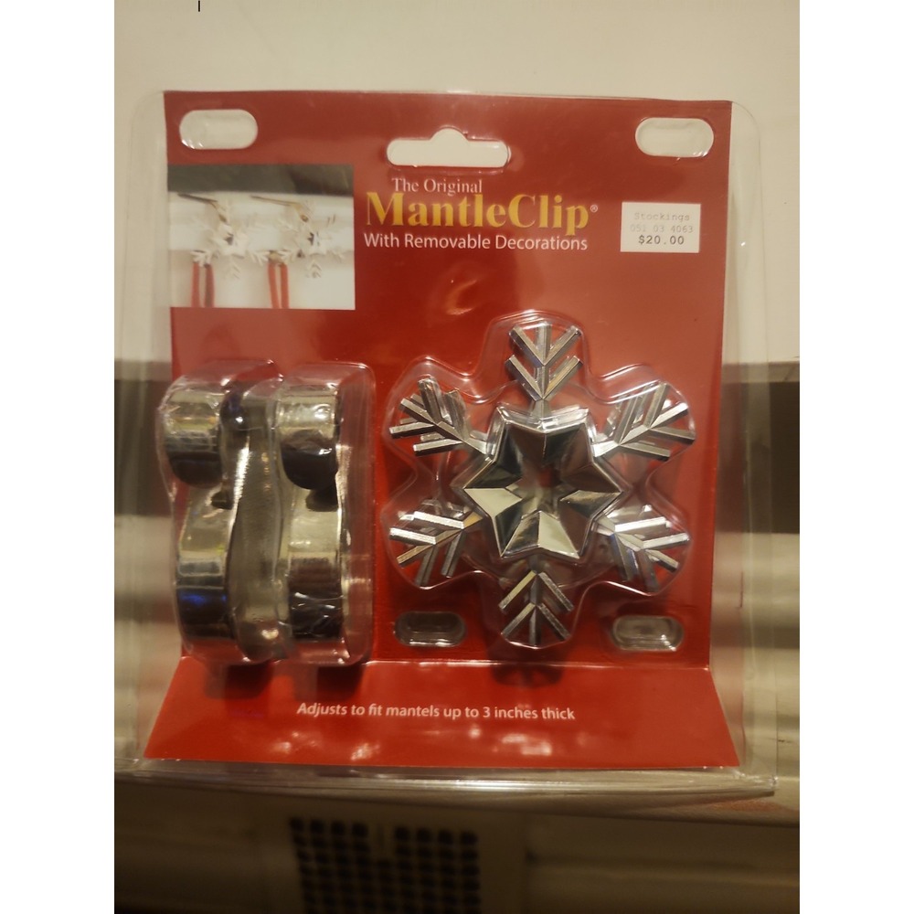 2-pk The Original Mantle Clip Stocking Holder w/ Removable Snowflake Decoration